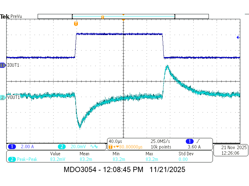 TPSM8F7420 TPSM8F7620 VOUT4 負載瞬態(tài)響應(yīng) TPSM8F7420 TPSM8F7620 VOUT4 負載瞬態(tài)響應(yīng)