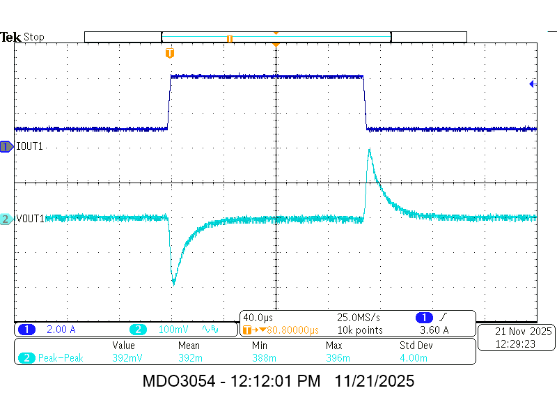 TPSM8F7420 TPSM8F7620 VOUT2 負載瞬態(tài)響應(yīng) TPSM8F7420 TPSM8F7620 VOUT2 負載瞬態(tài)響應(yīng)