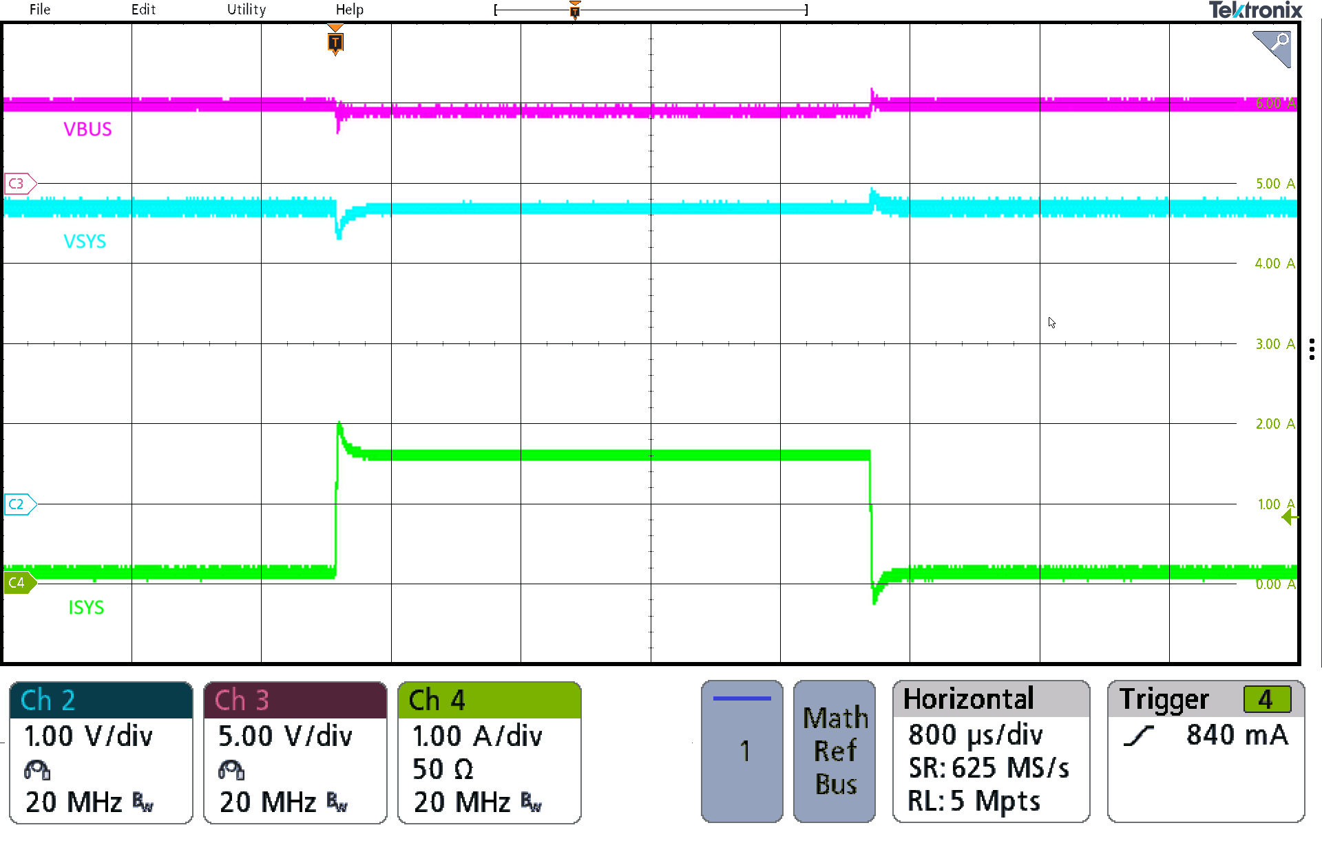 BQ25630 SYS 瞬態(tài)
