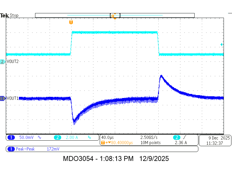 TPSM8D7420 TPSM8D7620 VOUT1 負(fù)載瞬態(tài)響應(yīng) TPSM8D7420 TPSM8D7620 VOUT1 負(fù)載瞬態(tài)響應(yīng)