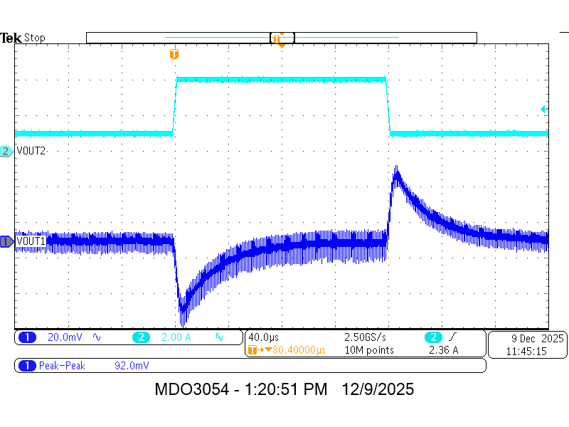 TPSM8D7420 TPSM8D7620 VOUT2 負(fù)載瞬態(tài)響應(yīng) TPSM8D7420 TPSM8D7620 VOUT2 負(fù)載瞬態(tài)響應(yīng)
