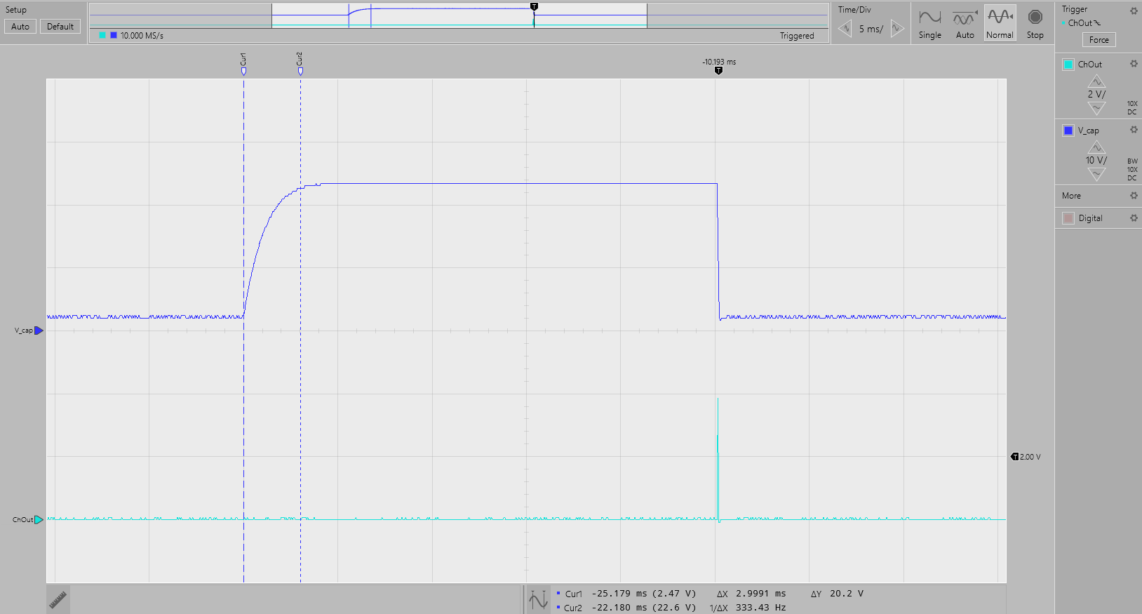 TIDA-01509 單次斷線檢測(cè)，Rpullup = 100kΩ - V_cap (2)，ChOut (1)