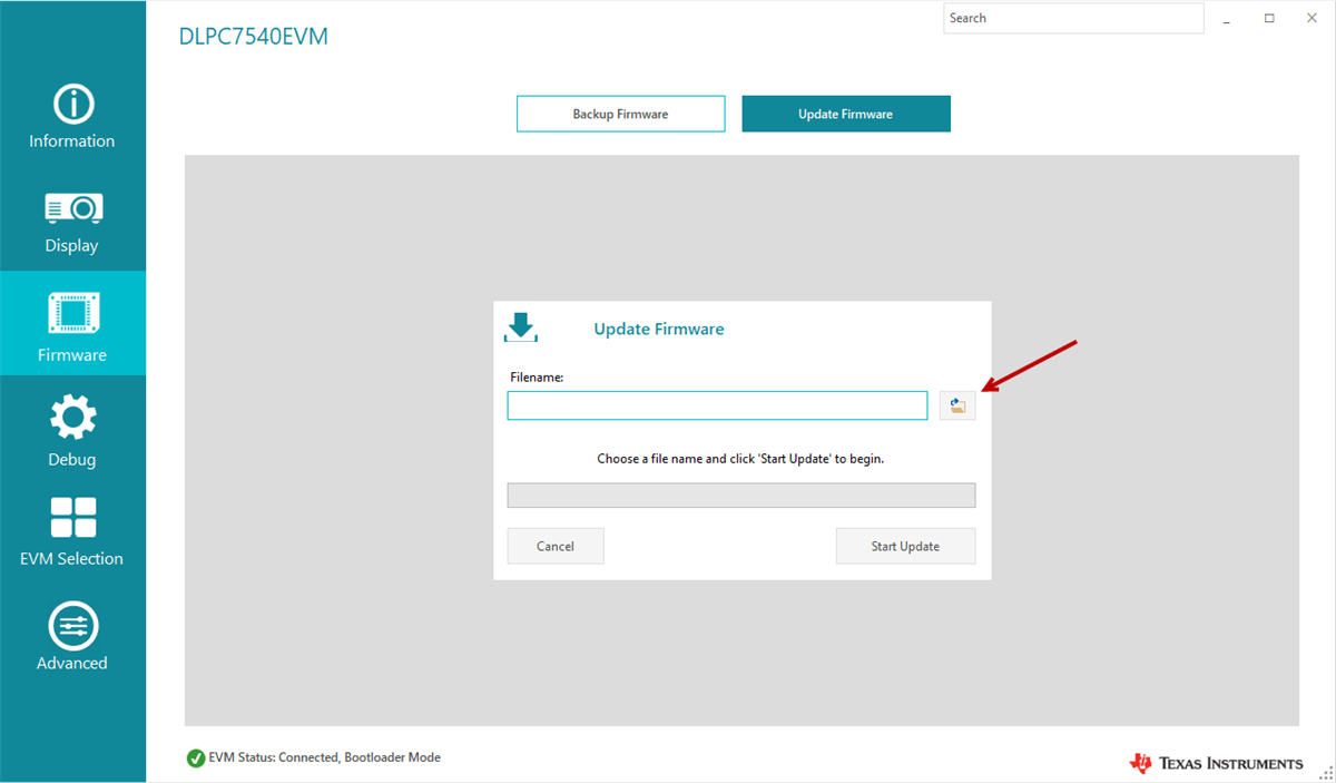 DLPC7540EVM 加載閃存映像