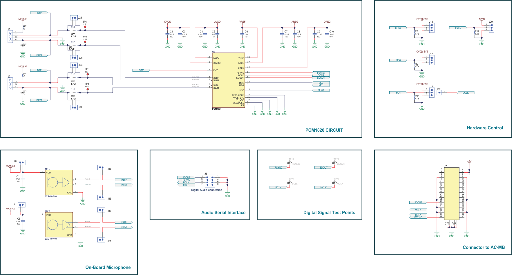 PCM1809EVM, PCM1820EVM, PCM1820Q1EVM, PCM1821EVM, PCM1821Q1EVM, PCM1822EVM, PCM1822Q1EVM 原理圖