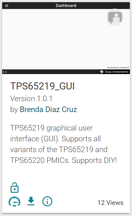 TPS65219 TPS65219EVM Gallery 中的 GUI 面板。