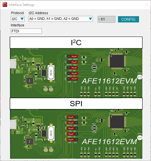 AFE11612EVM 接口設置