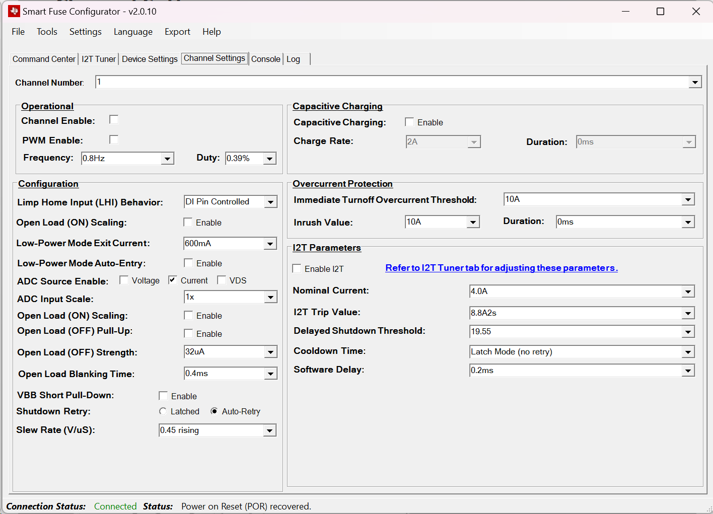 TPS2HCS10-Q1 通道設(shè)置