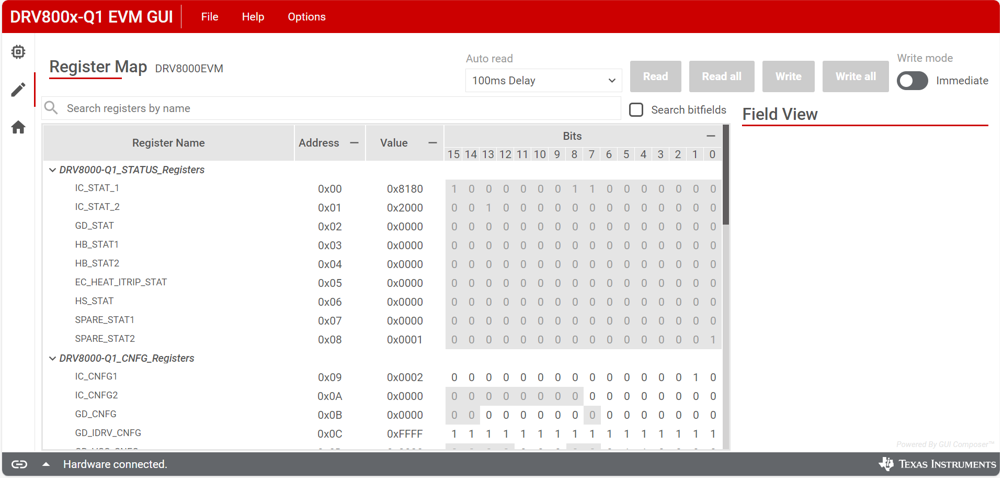 DRV8000-Q1EVM, 寄存器映射頁面