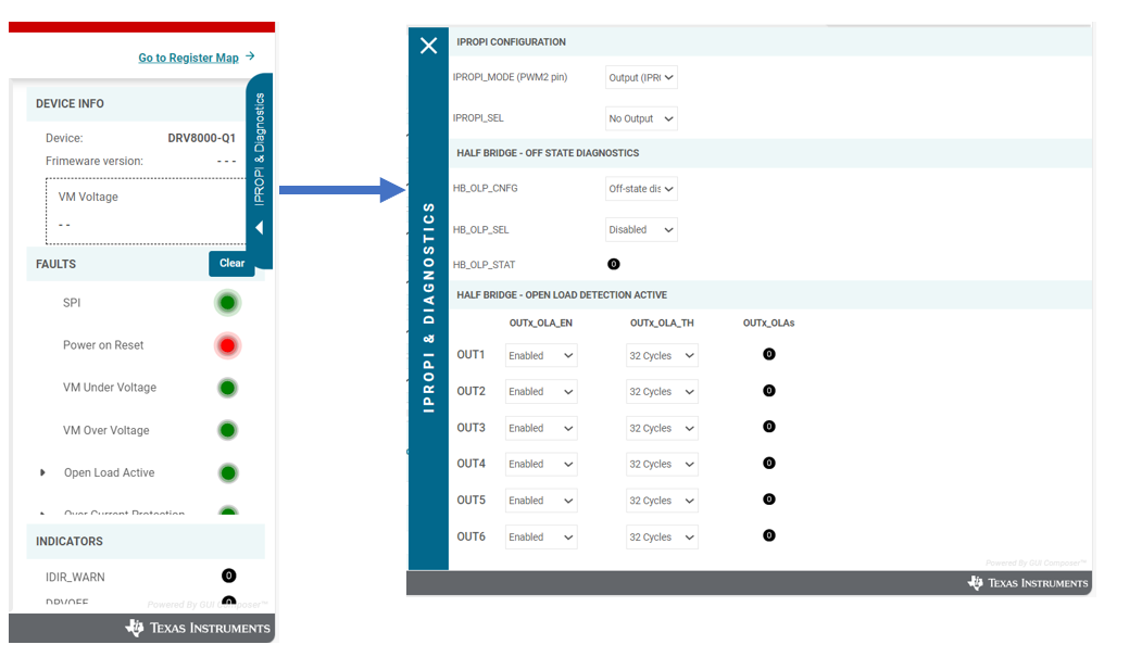 DRV8000-Q1EVM, 驅(qū)動(dòng)器控制面板