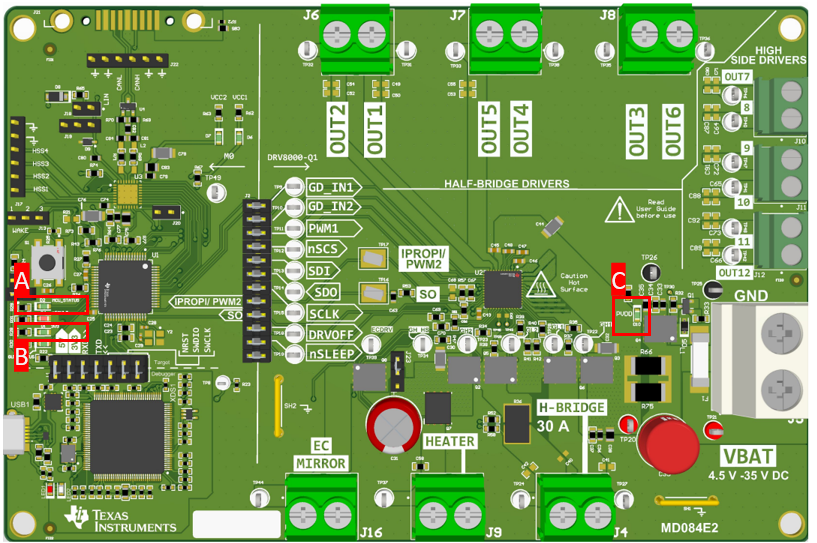 DRV8000-Q1EVM, LED 指示燈
