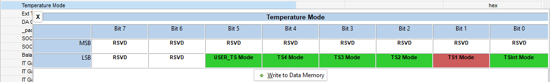 BQ41Z50EVM 溫度使能寄存器