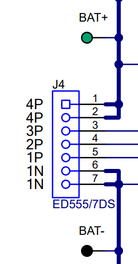 BQ41Z50EVM 評估板電池連接器 (J4)