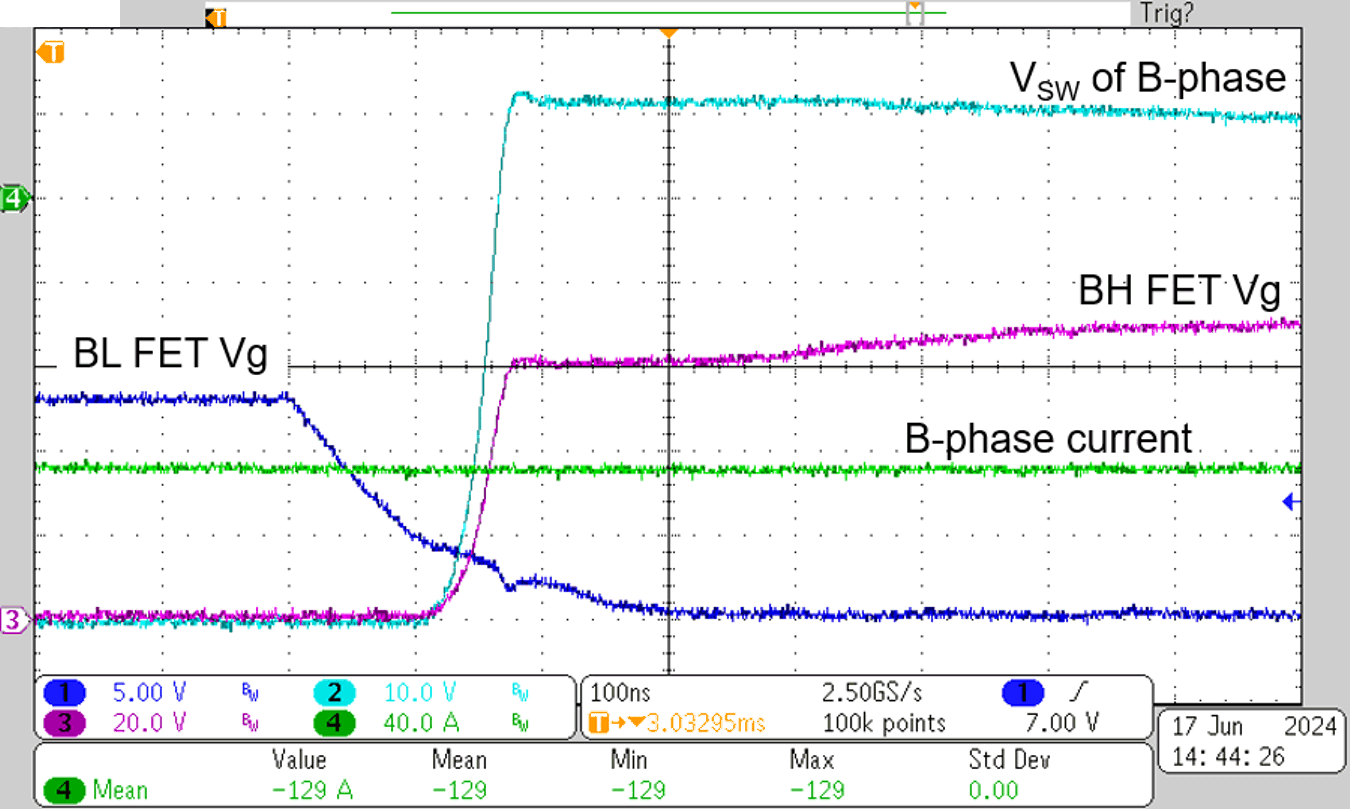 TIDA-010956 硬開關(guān)，60V、-129A 時的相電流