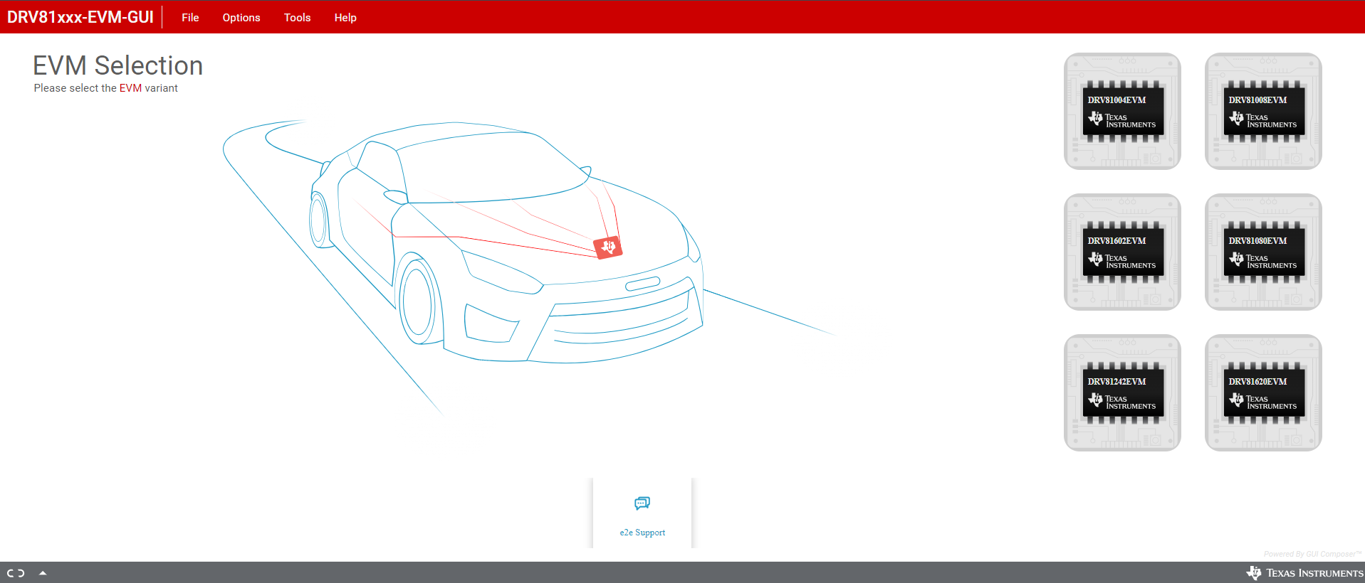DRV81008-Q1EVM, DRV81602-Q1EVM, DRV81242-Q1EVM,  GUI 登錄頁面