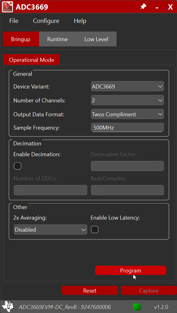 ADC3669EVM-DC 使用 ADC3669 GUI 對(duì) ADC 進(jìn)行編程