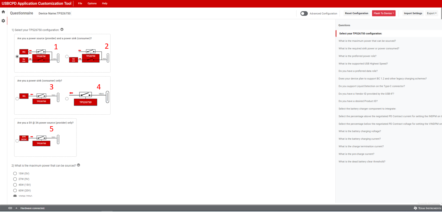 TPS26750EVM 應(yīng)用程序自定義工具配置