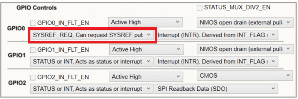 LMK5C33414AEVM SYSREF 請求的 GPIO 設(shè)置