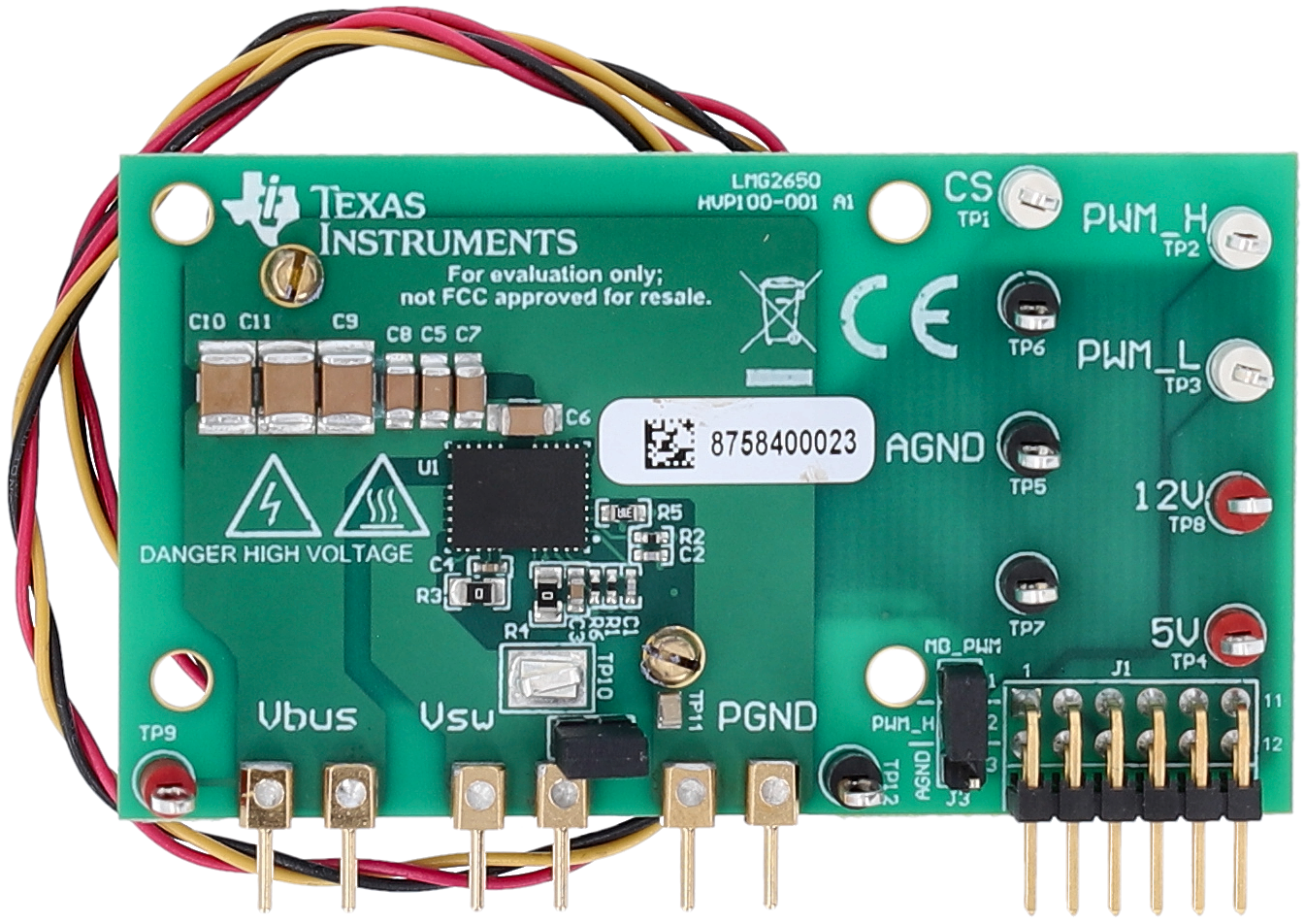 LMG2650EVM-100 EVM（頂視圖）