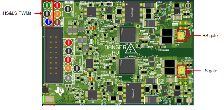 UCC2189X5YQEVM-096 輸出開(kāi)關(guān)檢查的測(cè)試點(diǎn)位置