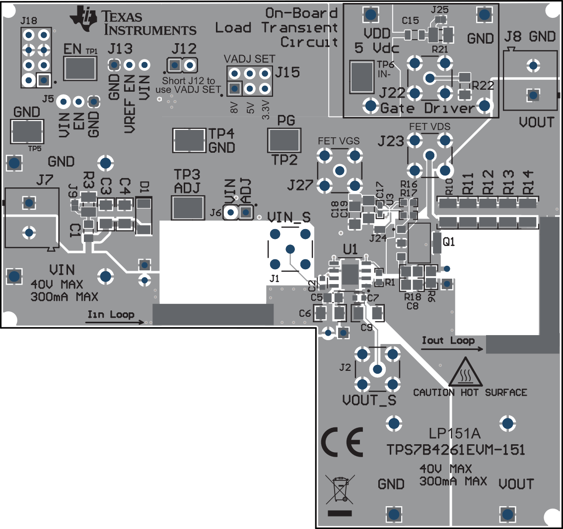 TPS7B4261EVM-151 頂層裝配層和絲印層