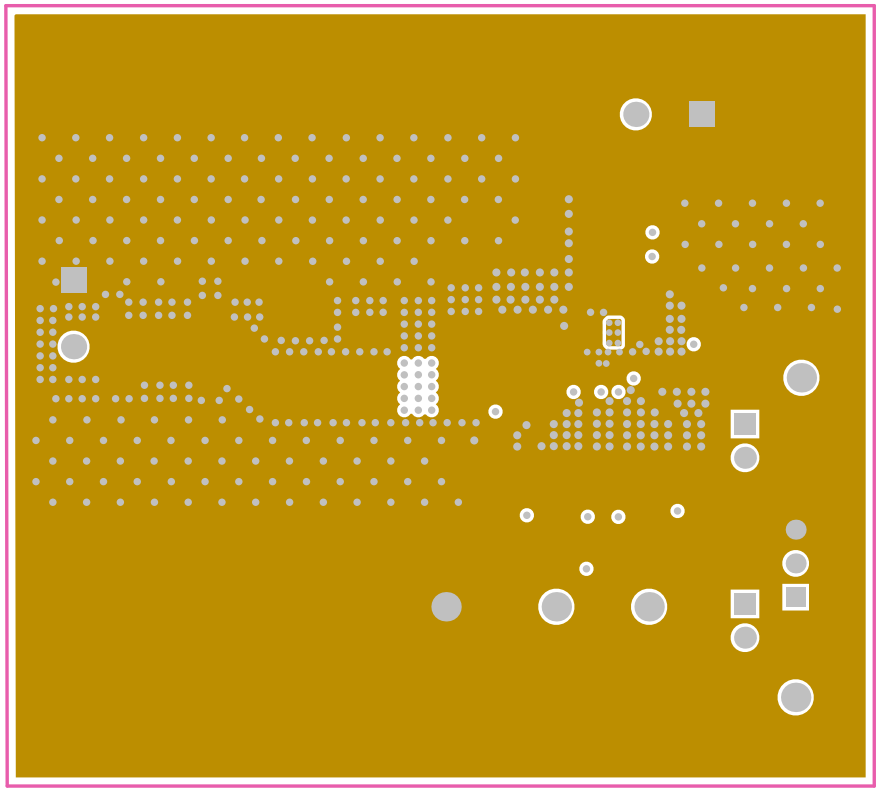TPSM843521EVM 第 2 層覆銅（頂視圖）