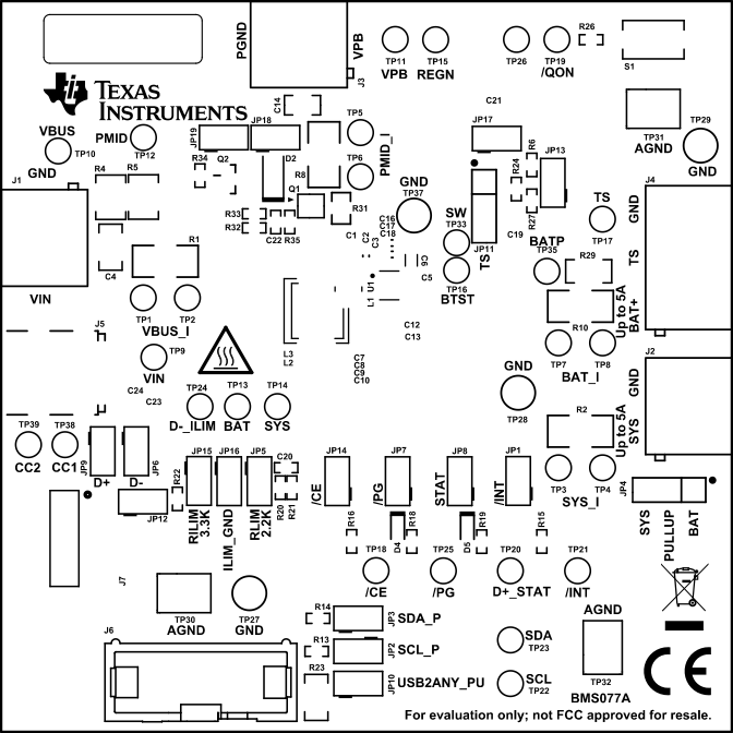 BQ25630EVM BMS077 頂部絲印