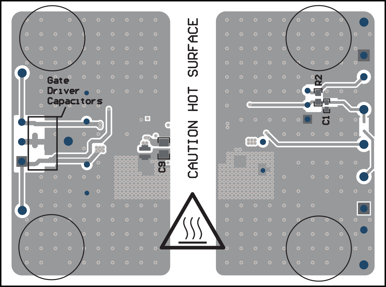 UCC34141EVM-116 PCB 底層，組裝（鏡像視圖）