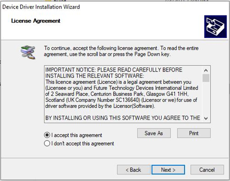 TX73L64EVM TX73L64EVM GUI 安裝（FTDI 許可協(xié)議）