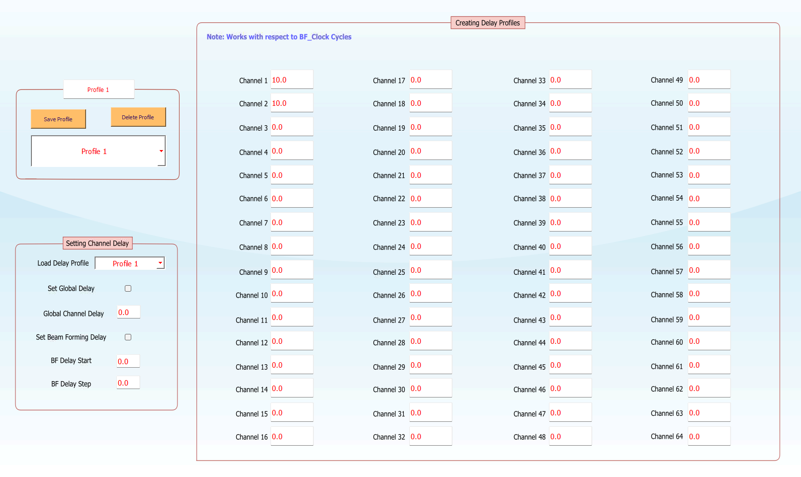 TX73L64EVM Ch_Delay_Profiles 選項(xiàng)卡