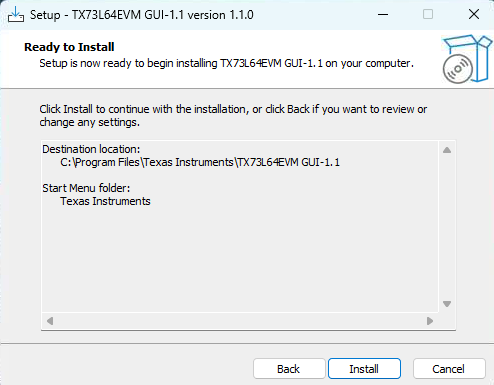 TX73L64EVM TX73L64EVM GUI 安裝（準(zhǔn)備安裝）