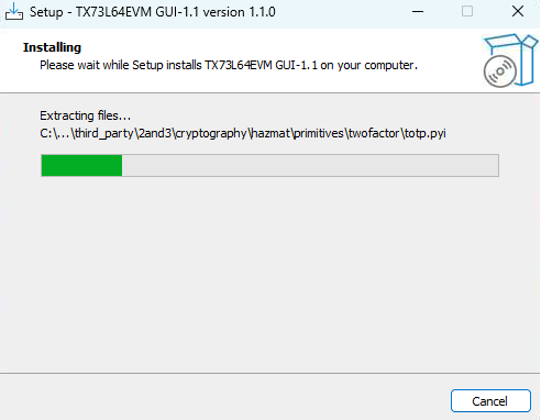 TX73L64EVM TX73L64EVM GUI 安裝（正在安裝）