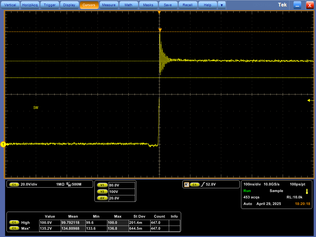 TPS7H6101EVM 開關節(jié)點上升轉換