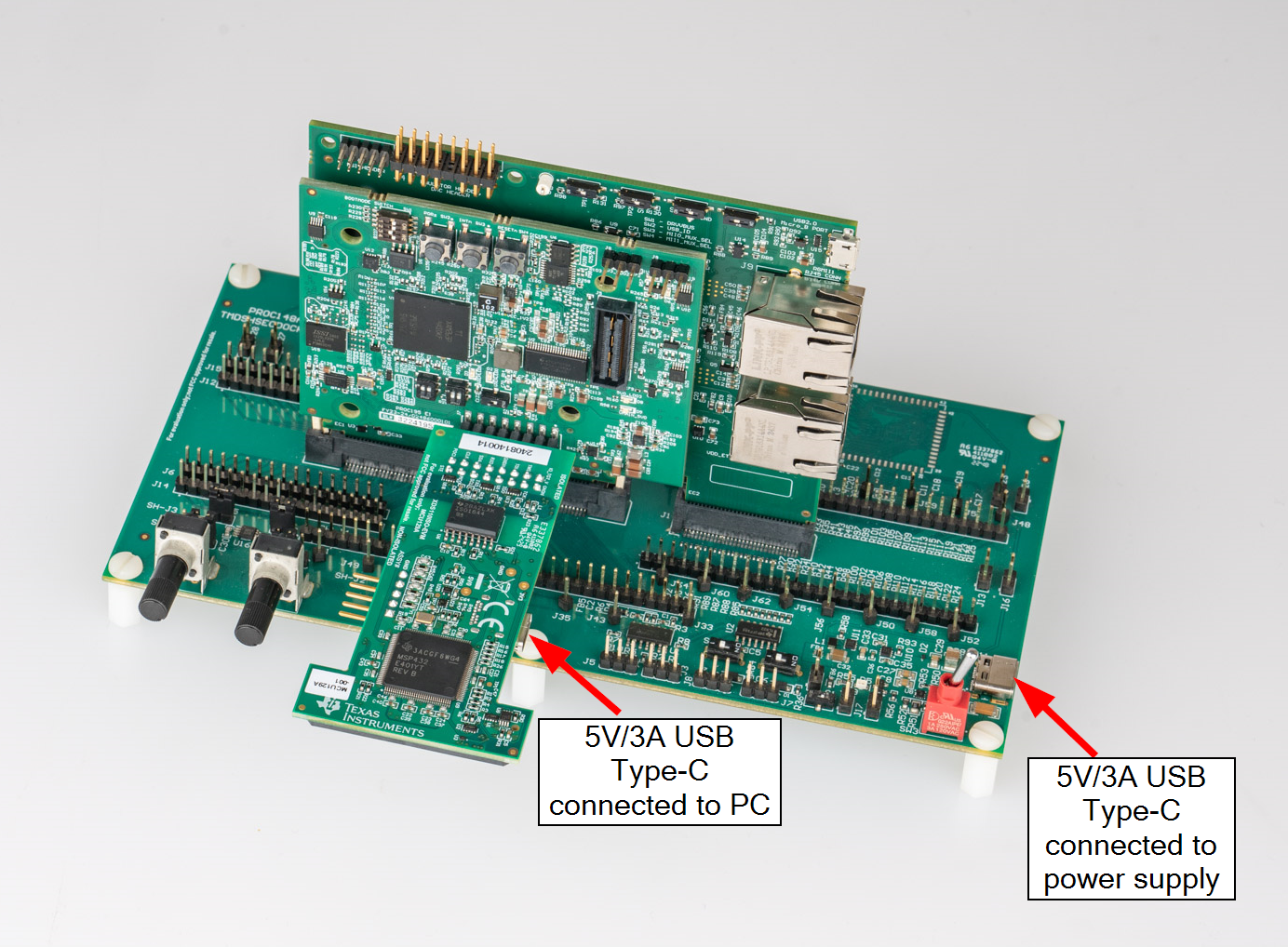 HSEC180ADAPEVM-AM2 AM26x controlCARD 向后兼容性配置- XDS110ISO 連接到 controlSOM J7