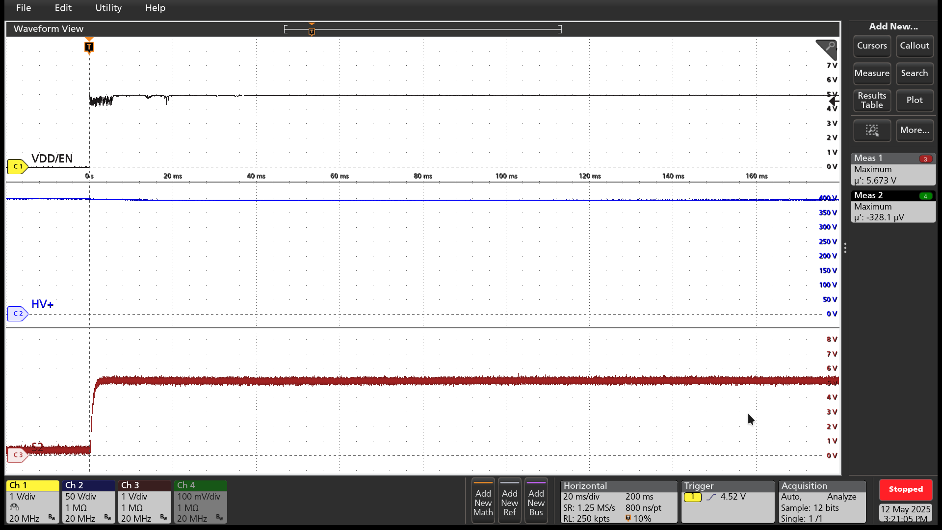 TPSI2260Q1EVM HV = 400V (EN = 5V) 時(shí)的電壓檢測(cè)輸出 (S2) 測(cè)試點(diǎn)