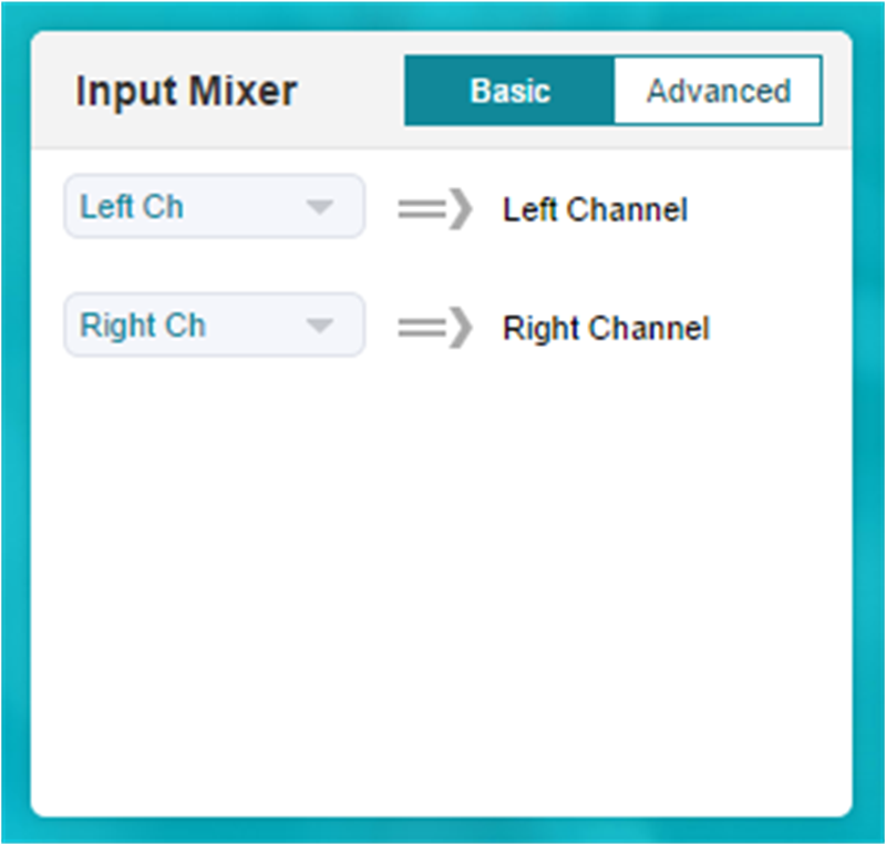 輸入混合器（“Basic（基本）”選項卡）