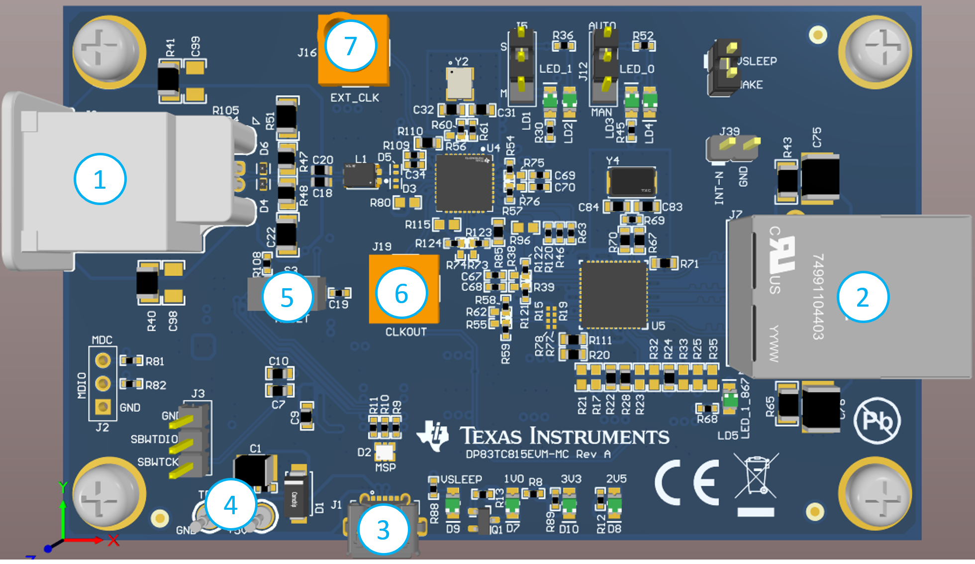 DP83TC815EVM-MC 電路板連接
