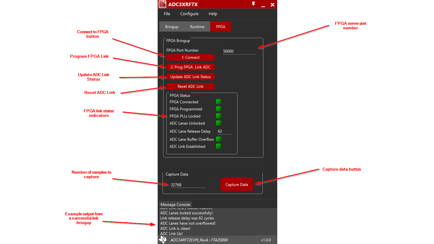 ADC34RF72 ADC GUI FPGA