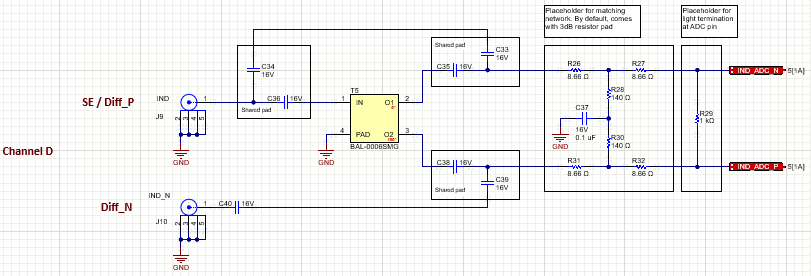 ADC34RF72 ADC3xRF72 EVM 輸入 D 模擬輸入原理圖片段