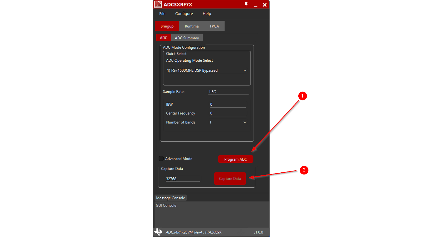 ADC34RF72 EVM GUI 編程 ADC