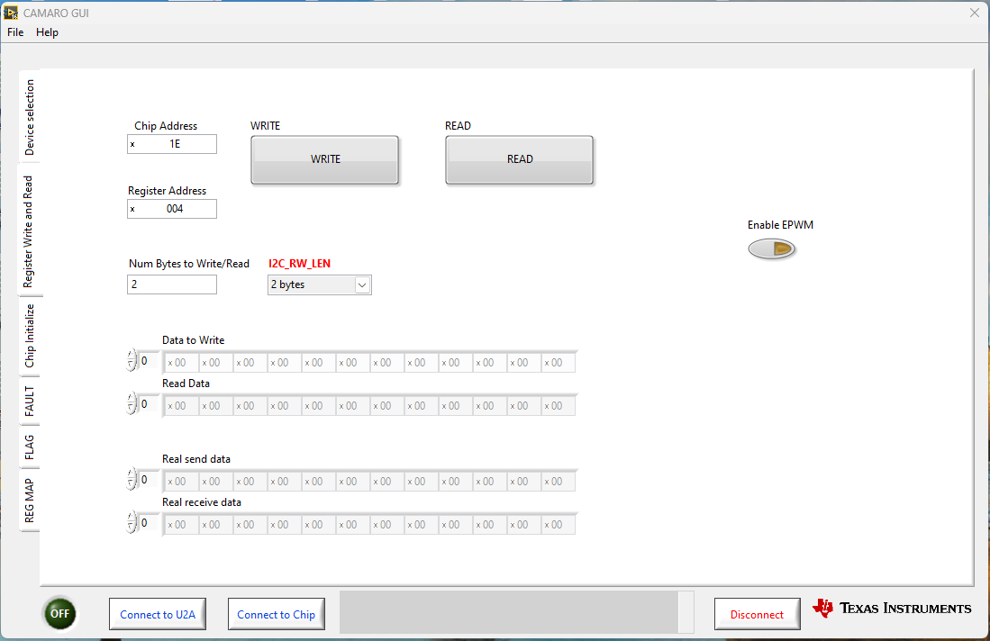 LP8870Q1EVM LP8870Q1EVM GUI “Register”頁(yè)面