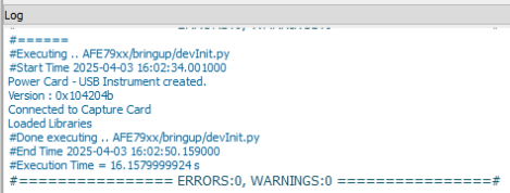 AFE7952EVM devInit.py 成功后的 Latte 日志