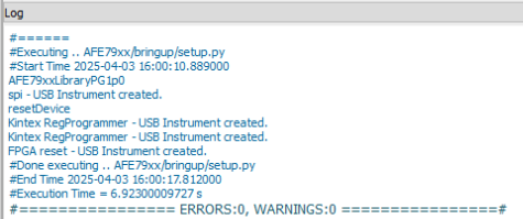 AFE7900EVM AFE7920EVM TSW14J58EVM setup.py 成功后的 Latte 日志