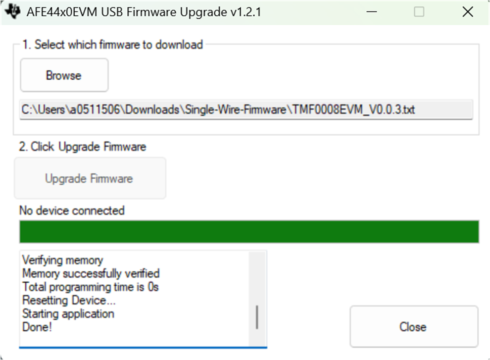 TMF0020EVM, TMF0064EVM 固件正在升級