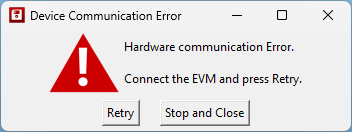 TMF0020EVM, TMF0064EVM 器件通信錯(cuò)誤