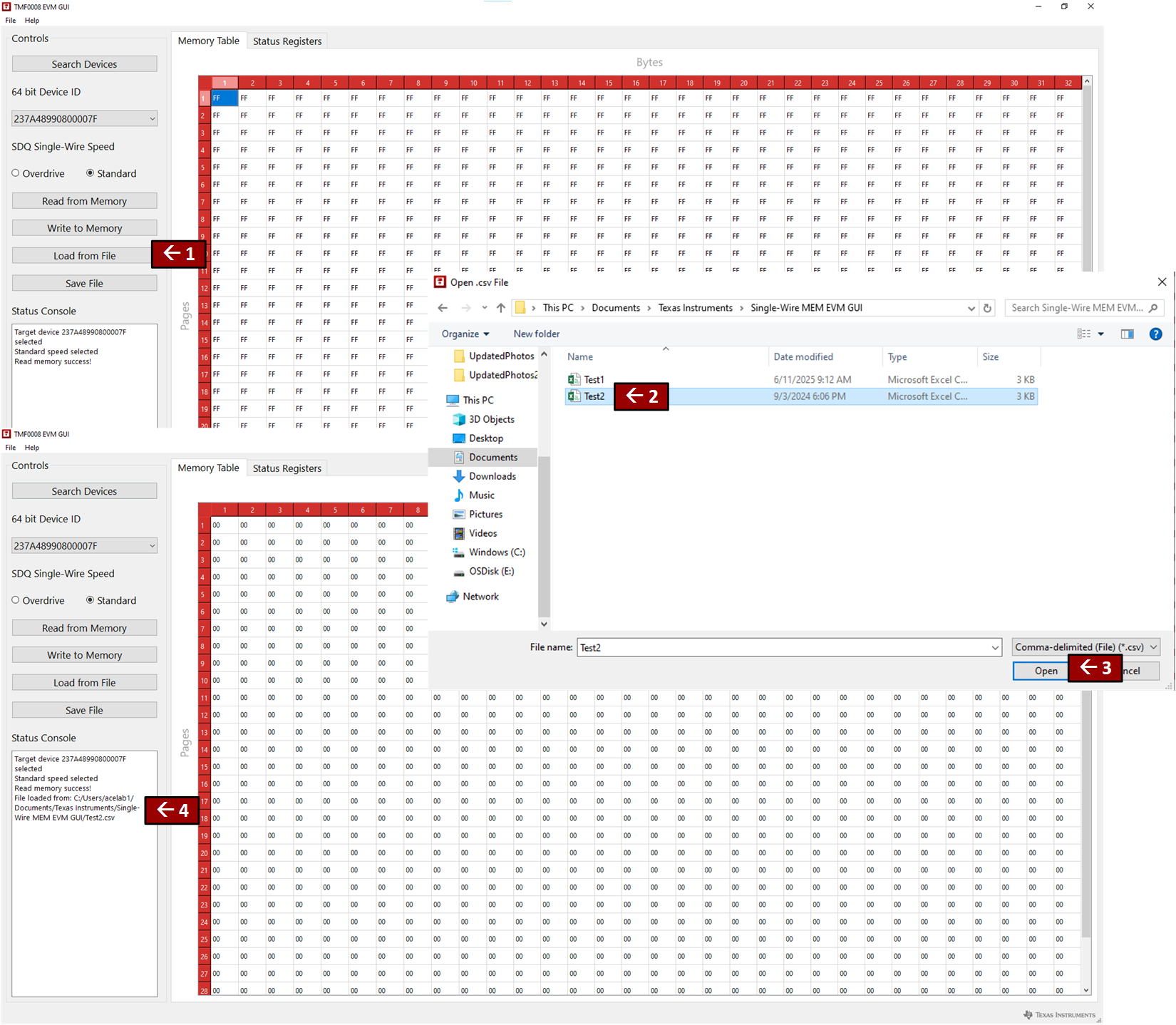 TMF0020EVM, TMF0064EVM 文件加載過程