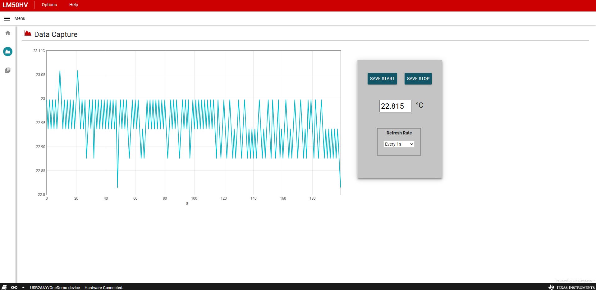LM50HVEVM Data Capture 選項(xiàng)卡