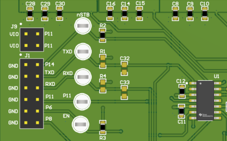 TCAN5102-Q1 J1 電路板布局