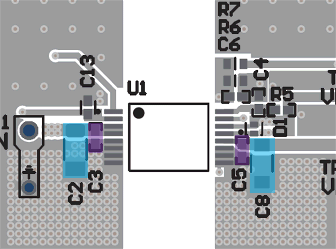 UCC35131EVM-118 VIN (C2、C3) 和 VDD (C5、C8) 電容器