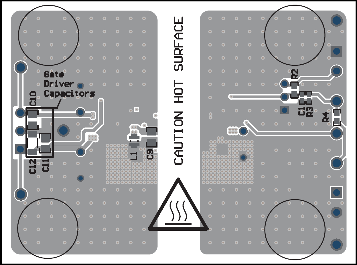 UCC35131EVM-118 PCB 底層，組裝（鏡像視圖）
