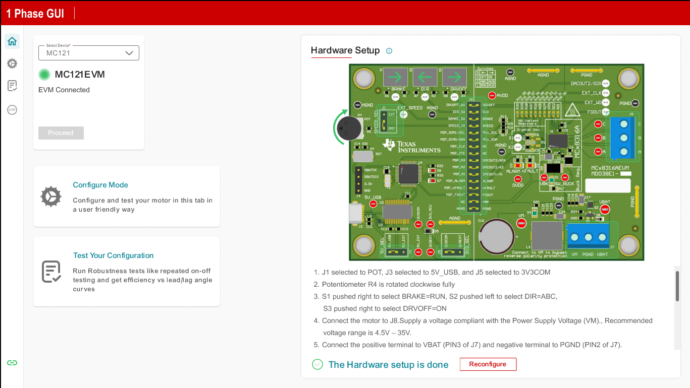 MC121EVM 自動(dòng)檢測(cè) MC121 或 MC121-Q1